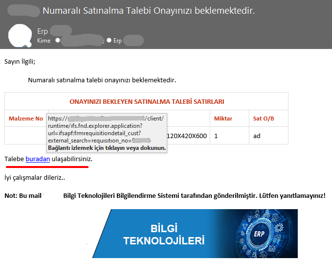 IFS ERP - External Search Kullanım Örneği