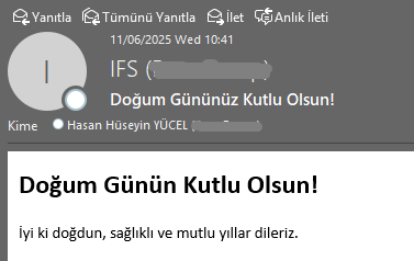 Doğum günü mail çıktısı
